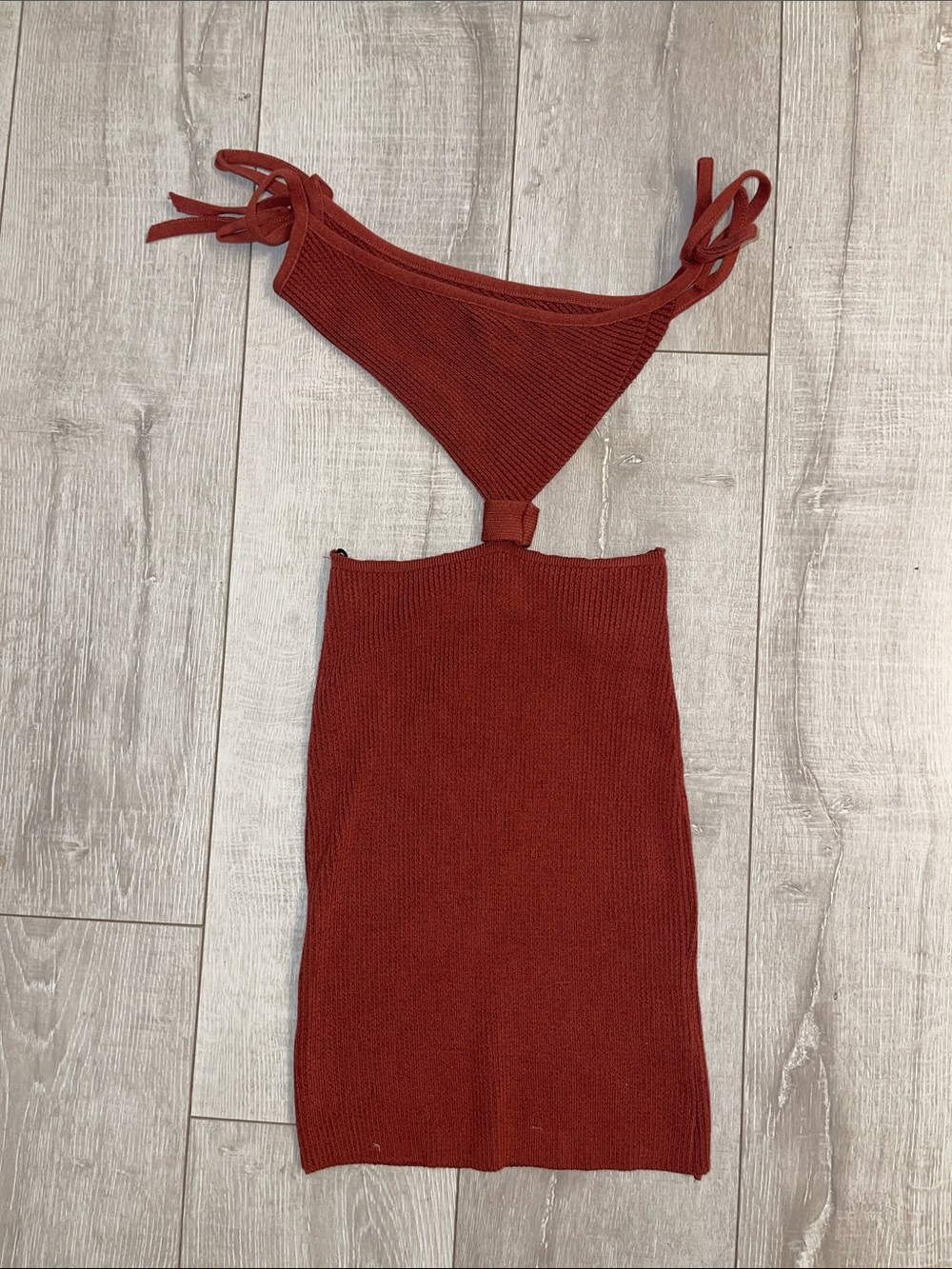 Rust Red Knit Cutout Dress Size S - Picture 2 of 2